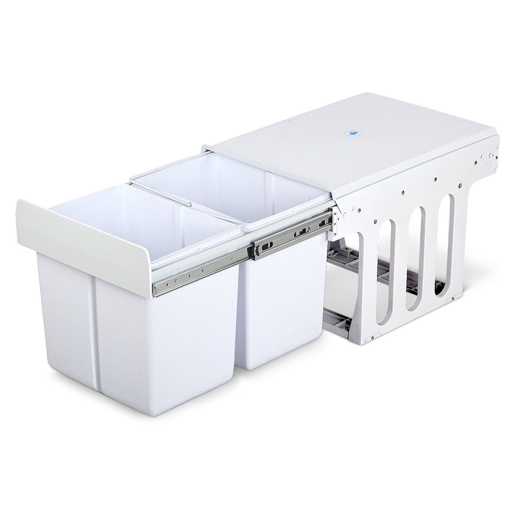 2x15L Pull Out Bin - White - image1