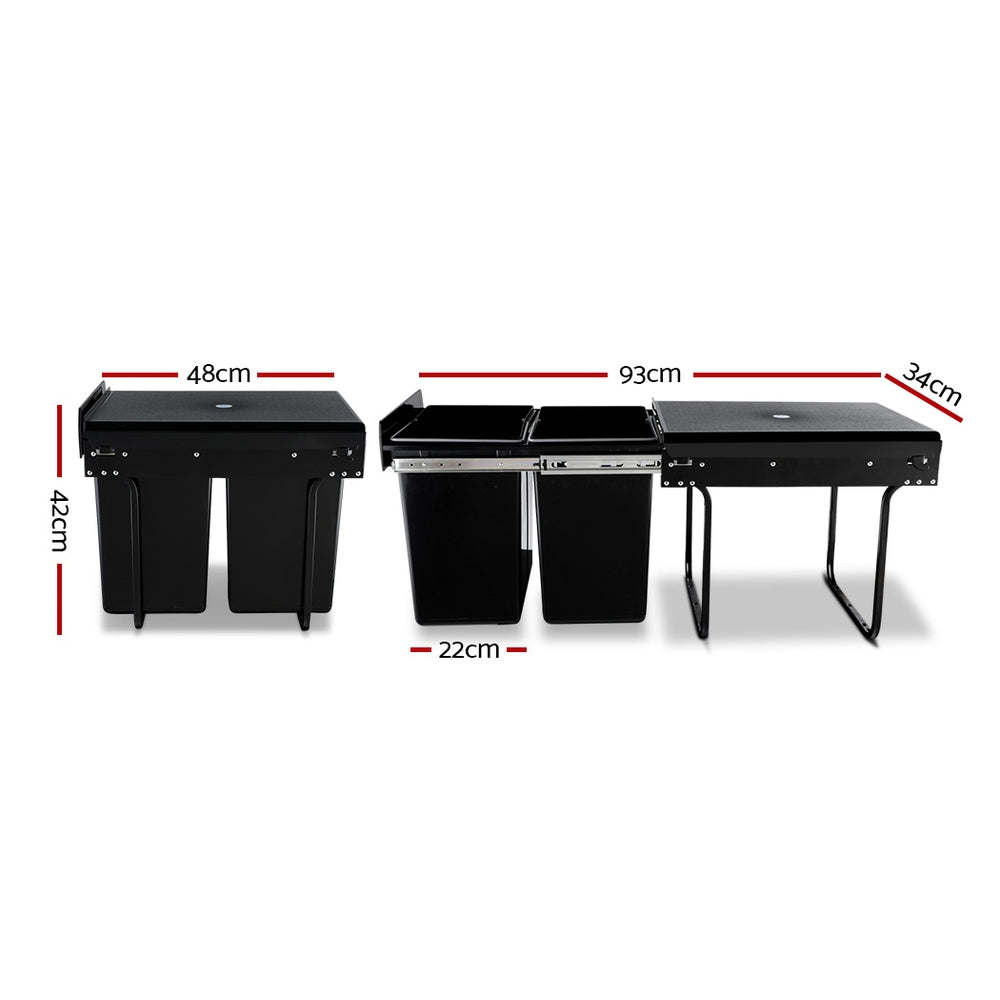 2x20L Pull Out Bin - Black - image2