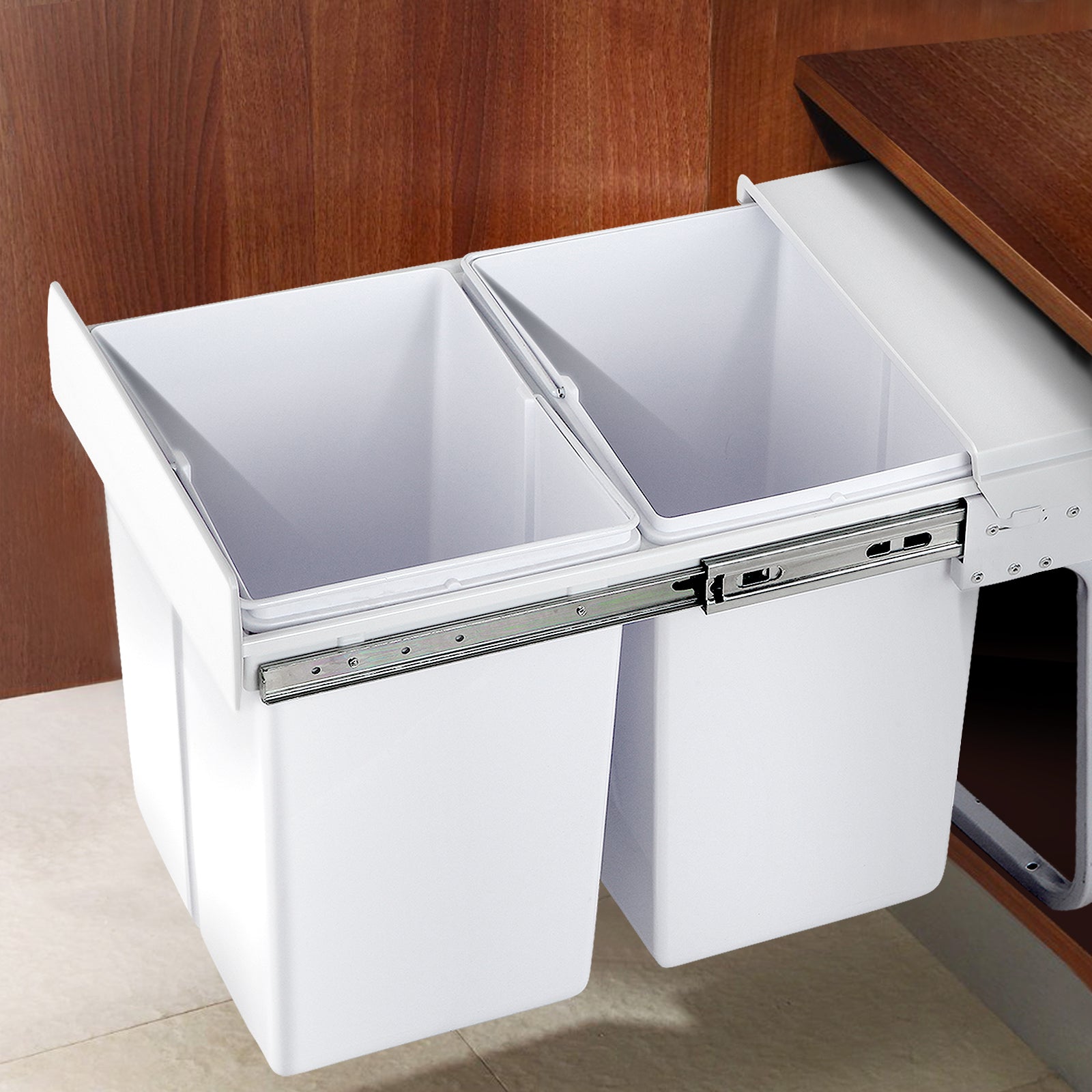 2x20L Pull Out Bin - White - image6