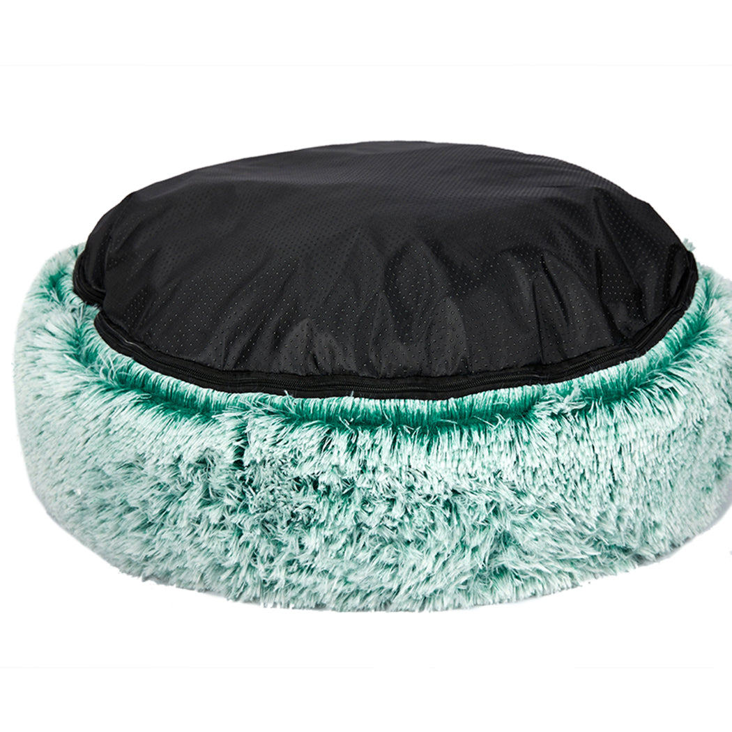 Pet Bed Cat Dog Donut Nest Calming Mat Soft Plush Kennel Teal XL - image6