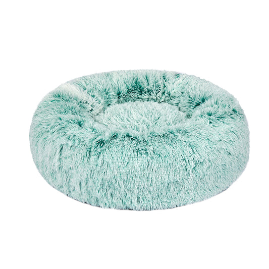 Pet Bed Cat Dog Donut Nest Calming Mat Soft Plush Kennel Teal XL - image1