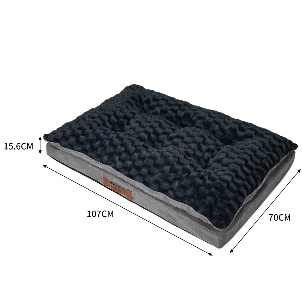 Dog Calming Bed Warm Soft Plush Comfy Sleeping Memory Foam Mattress Dark Grey L - image3