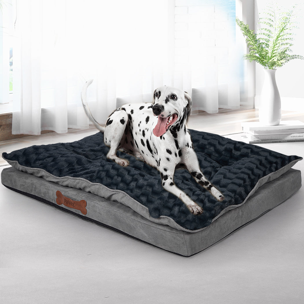 Dog Calming Bed Warm Soft Plush Comfy Sleeping Memory Foam Mattress Dark Grey L - image7