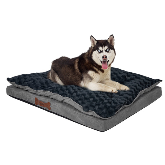 Dog Calming Bed Warm Soft Plush Comfy Sleeping Memory Foam Mattress Dark Grey M - image1