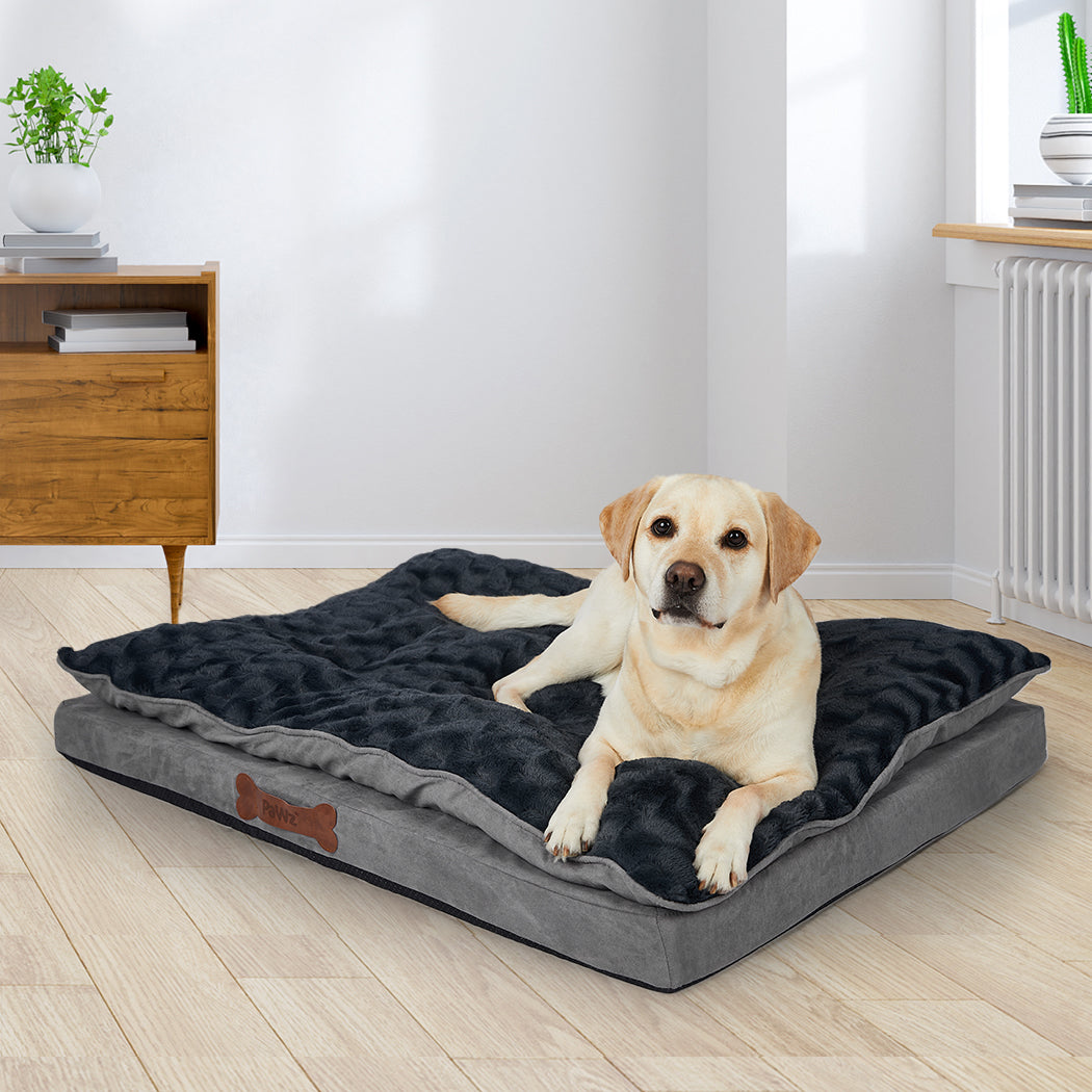 Dog Calming Bed Warm Soft Plush Comfy Sleeping Memory Foam Mattress Dark Grey XL - image8