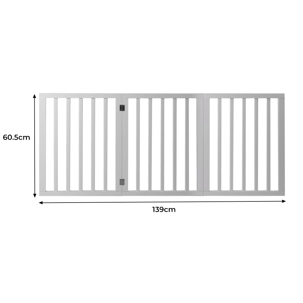 Wooden Pet Gate Dog Fence Retractable Barrier Portable Door 3 Panel White - image3