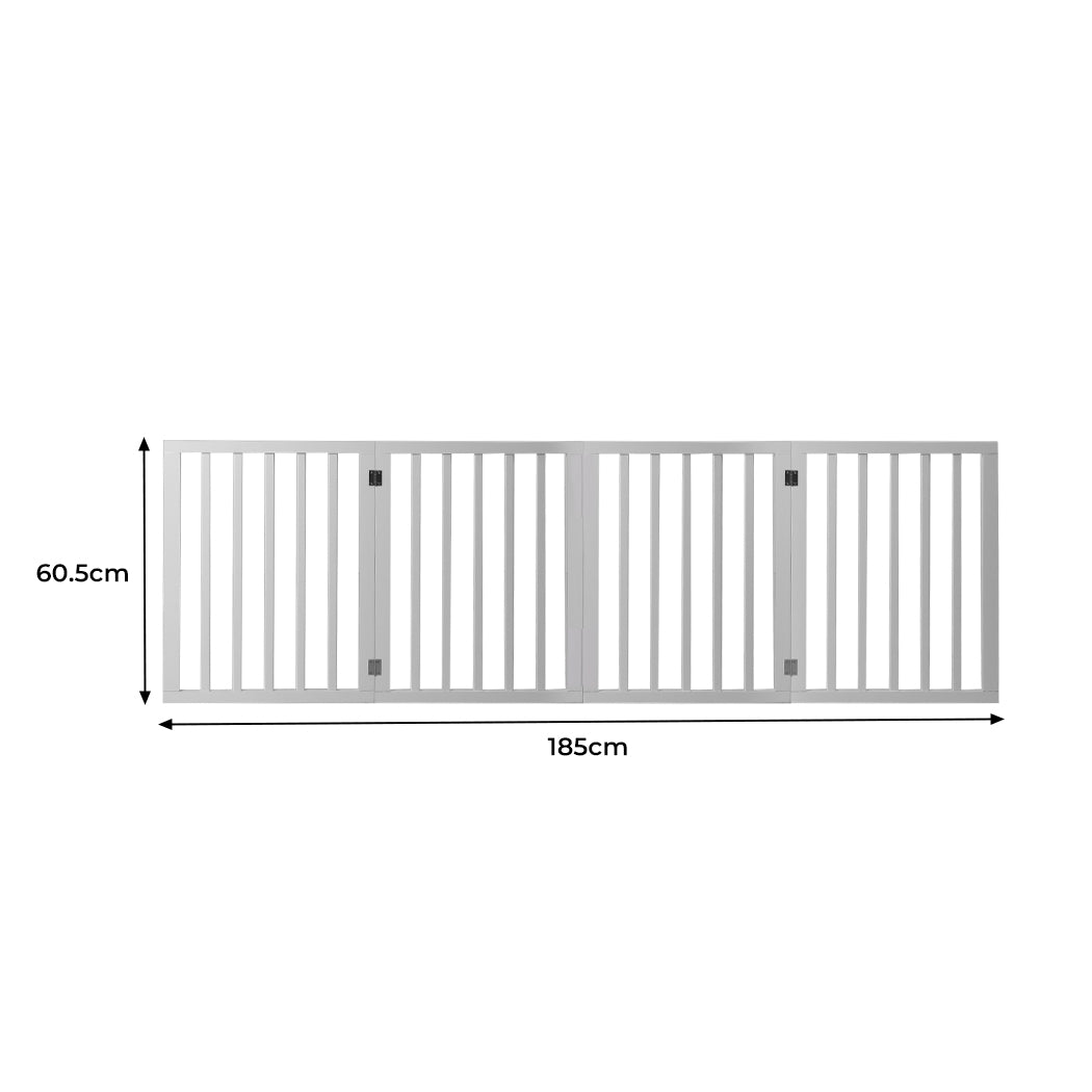 Wooden Pet Gate Dog Fence Retractable Barrier Portable Door 4 Panel White - image3