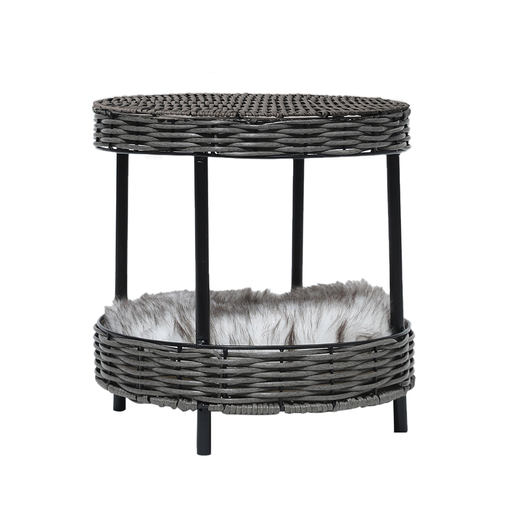 Rattan Pet Bed Elevated Raised Cat Dog House Wicker Basket Kennel Table - image2