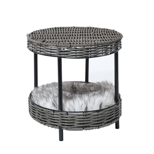 Rattan Pet Bed Elevated Raised Cat Dog House Wicker Basket Kennel Table - image1