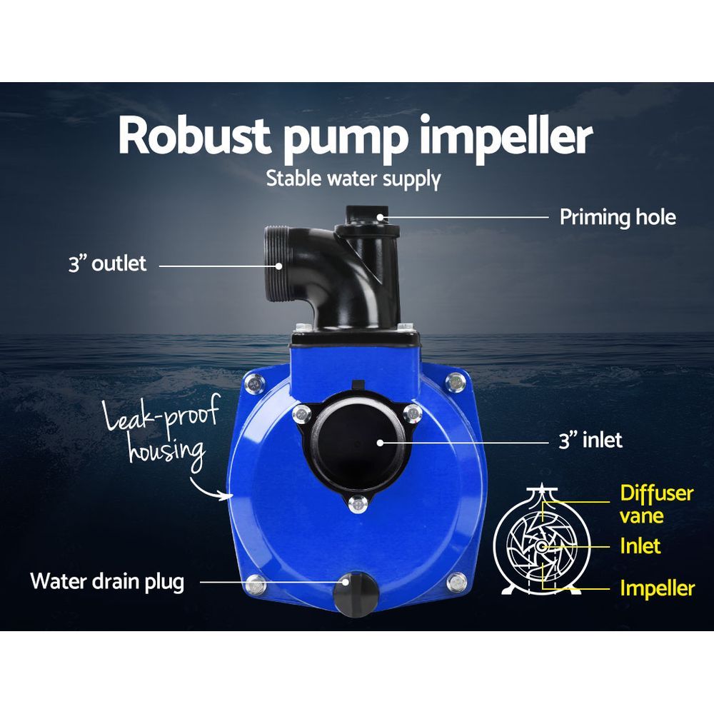 8HP 3" Petrol Water Pump Garden Irrigation Transfer Blue - image4