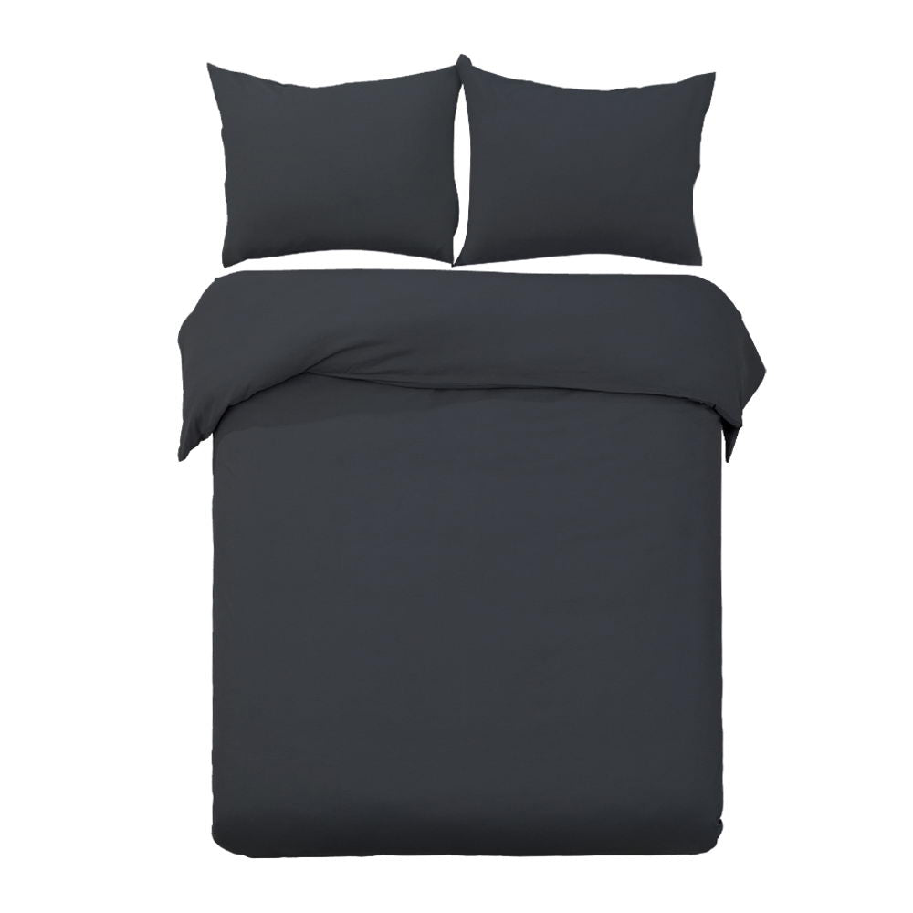 Bedding Quilt Cover Set Classic Super King Bed Duvet Doona Hotel Black - image1