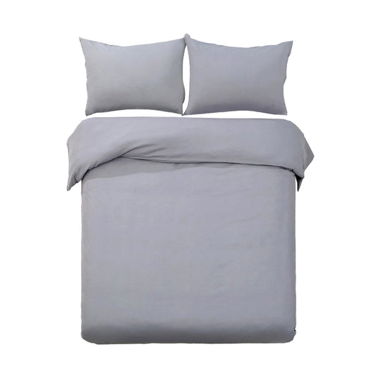 Bedding Quilt Cover Set King Bed Luxury Classic Duvet Doona Hotel Grey - image1