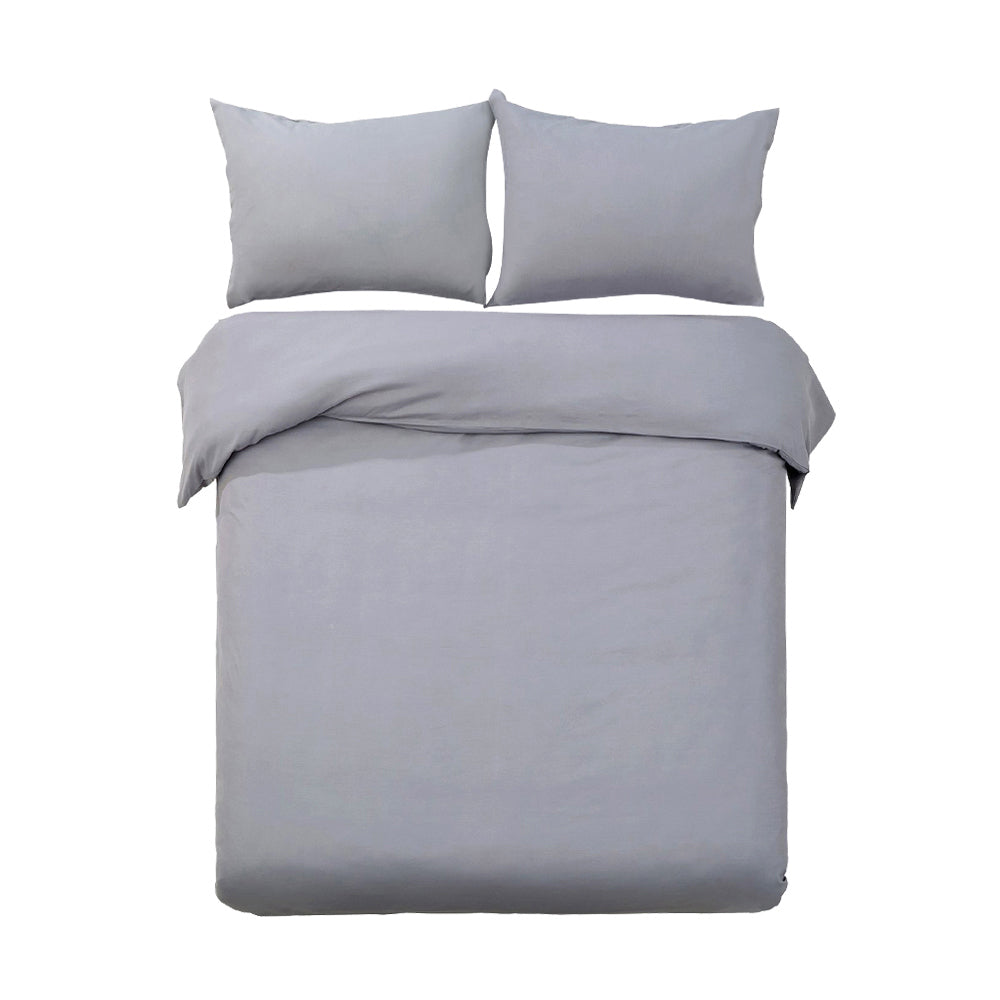 Bedding Luxury Classic Bed Duvet Doona Queen Quilt Cover Set Hotel Grey - image1