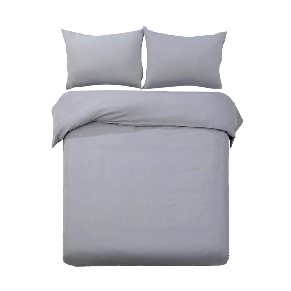 Giselle Bedding Luxury Classic Duvet Doona Quilt Cover Set Hotel Super King Grey - image1