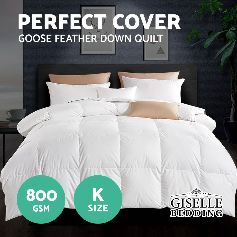 Bedding Goose Down Feather Quilt Cover Duvet 800GSM Winter Doona White King - image3