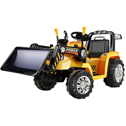 Kids Ride On Bulldozer Digger Electric Car Yellow - image1