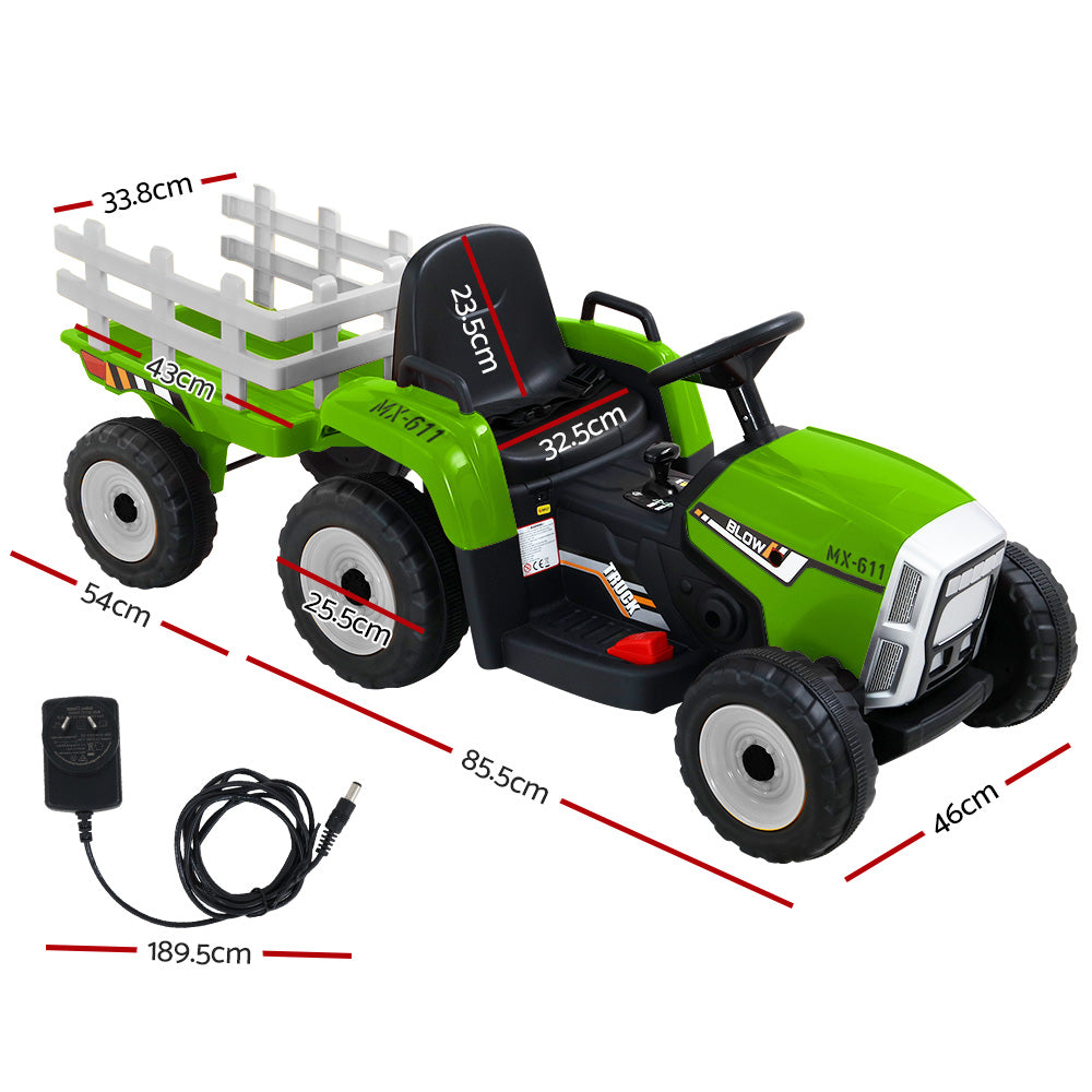Rigo Ride On Car Tractor Toy Kids Electric Cars 12V Battery Child Toddlers Green - image2