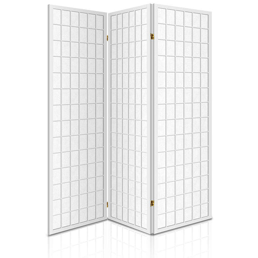 3 Panel Wooden Room Divider - White - image1