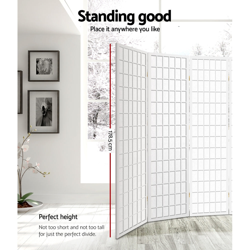 8 Panel Room Divider Privacy Screen Dividers Stand Oriental Vintage White - image3