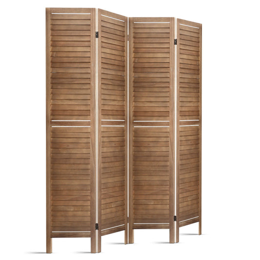 Room Divider Privacy Screen Foldable Partition Stand 4 Panel Brown - image1