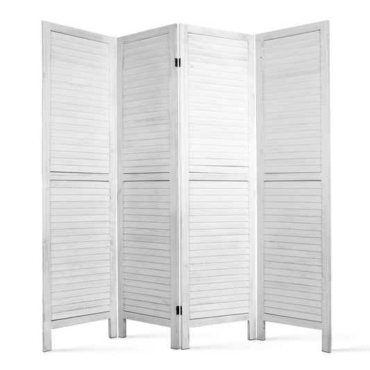 4 Panel Foldable Wooden Room Divider - White - image1