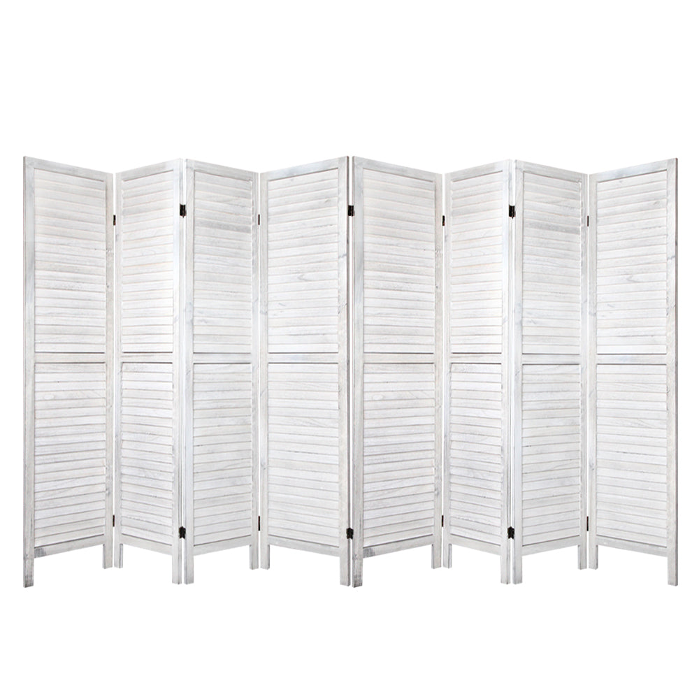 Room Divider Screen 8 Panel Privacy Wood Dividers Stand Bed Timber White - image1