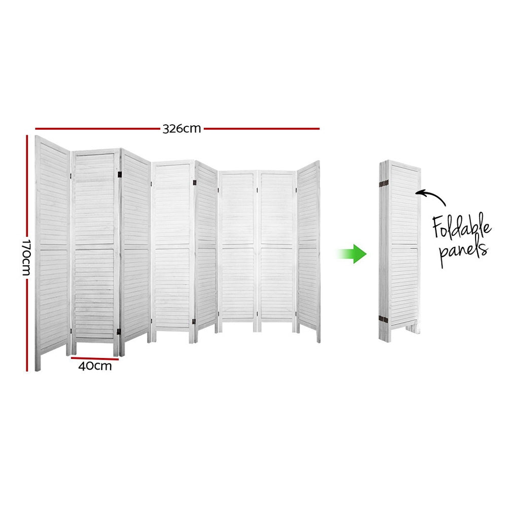 Room Divider Screen 8 Panel Privacy Wood Dividers Stand Bed Timber White - image2