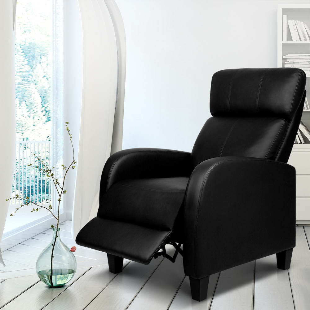 PU Leather Reclining Armchair - Black - image7