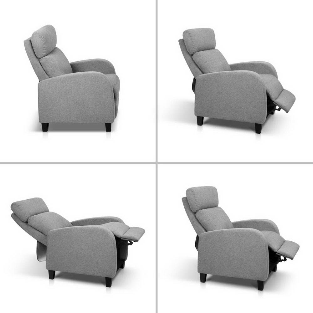 Fabric Reclining Armchair - Grey - image4