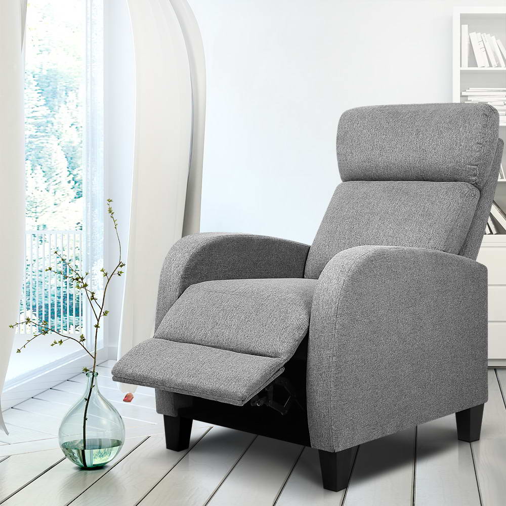 Fabric Reclining Armchair - Grey - image7