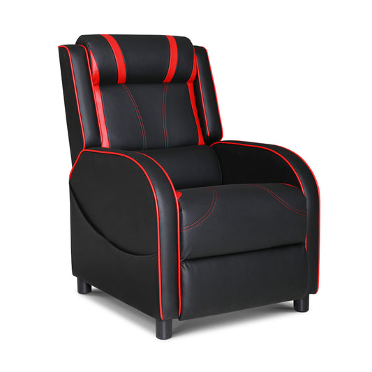 Recliner Chair Gaming Racing Armchair Lounge Sofa Chairs Leather Black - image1