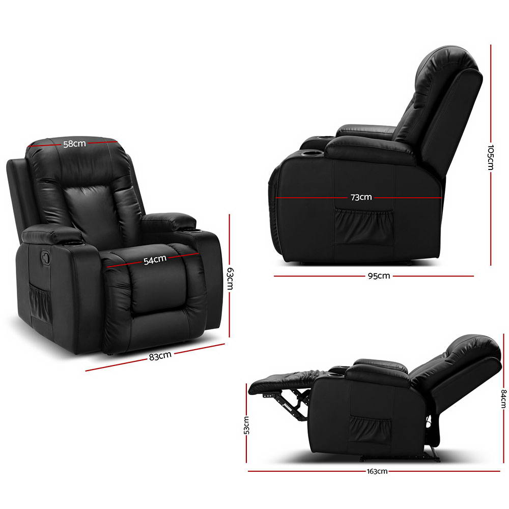 Electric Massage Chair Recliner Luxury Lounge Sofa Armchair Heat Leather - image2