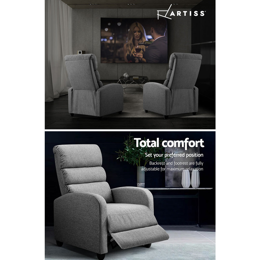 Luxury Recliner Chair Chairs Lounge Armchair Sofa Fabric Cover Grey - image5