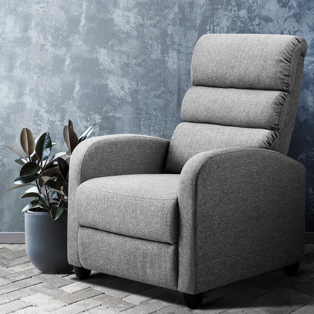 Luxury Recliner Chair Chairs Lounge Armchair Sofa Fabric Cover Grey - image7