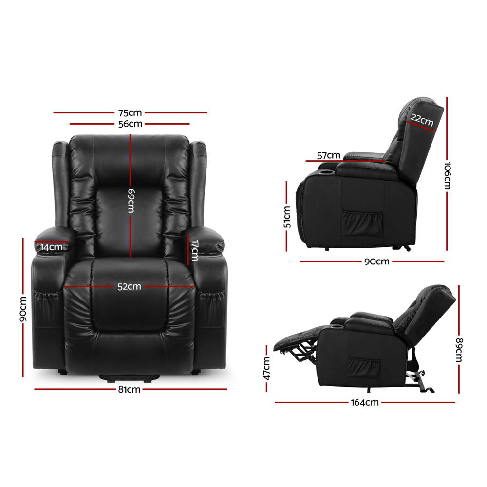 Electric Recliner Chair Lift Heated Massage Chairs Lounge Sofa Leather - image2