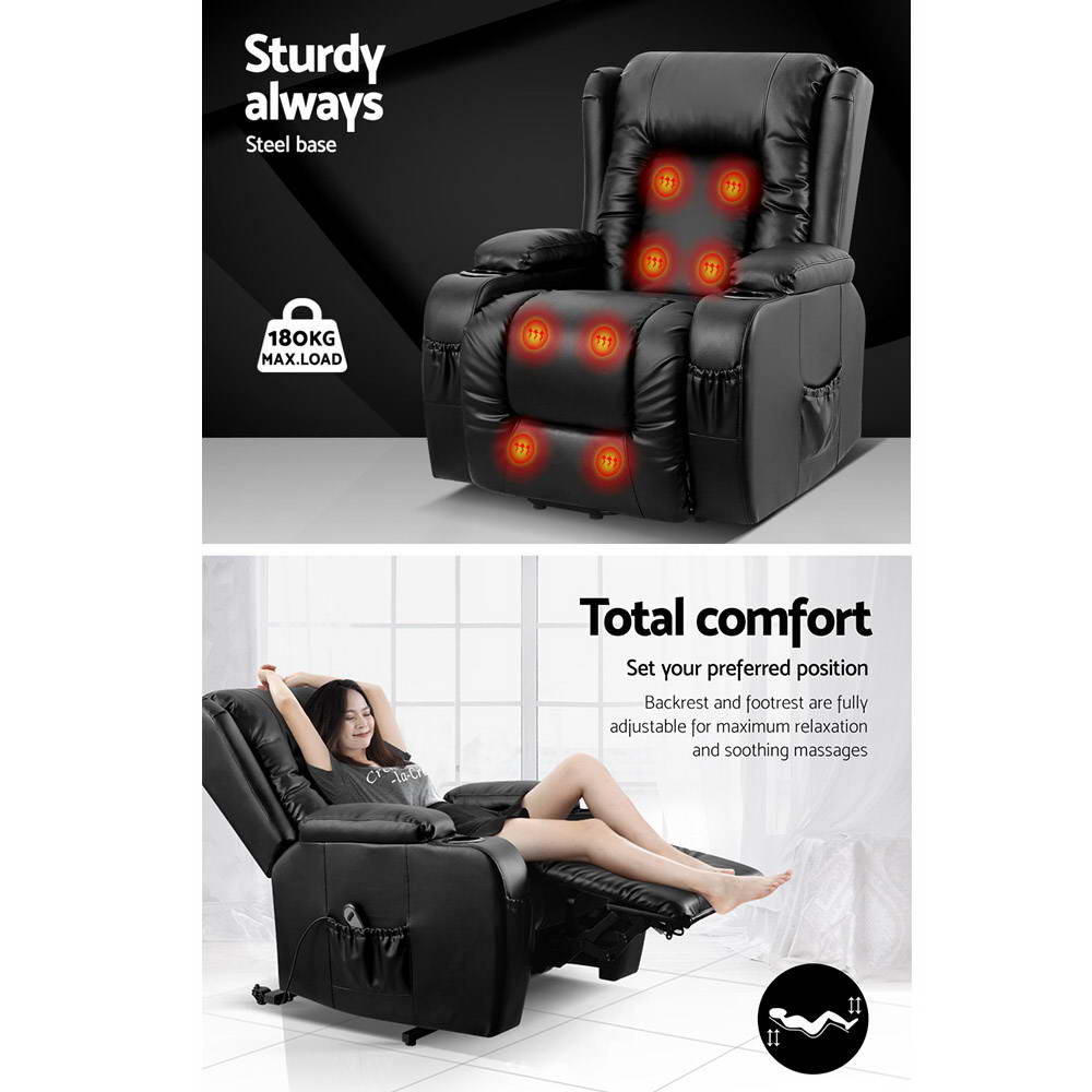 Electric Recliner Chair Lift Heated Massage Chairs Lounge Sofa Leather - image5