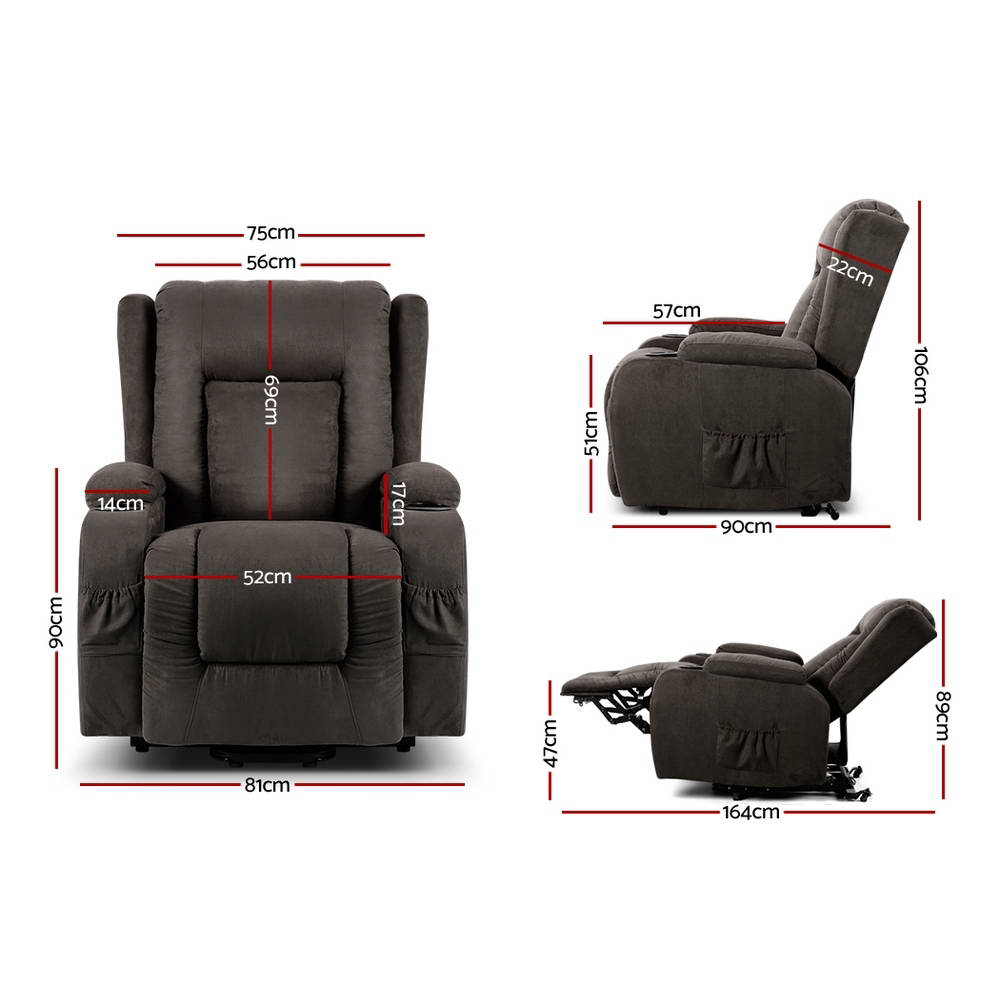 Electric Recliner Chair Lift Heated Massage Chairs Fabric Lounge Sofa - image2