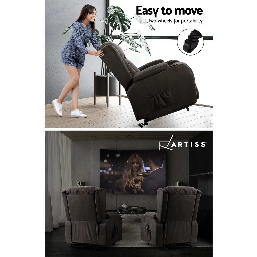 Electric Recliner Chair Lift Heated Massage Chairs Fabric Lounge Sofa - image6