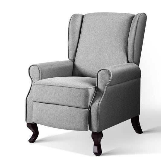 Recliner Chair Luxury Lounge Armchair Single Sofa Couch Fabric Grey - image1