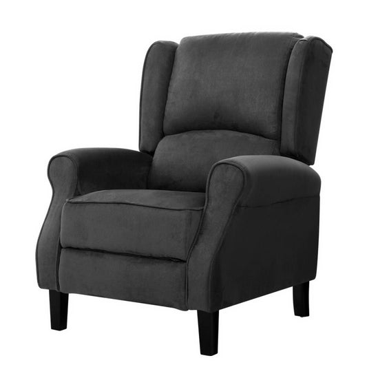 Recliner Chair Adjustable Sofa Lounge Soft Suede Armchair Couch Black - image1