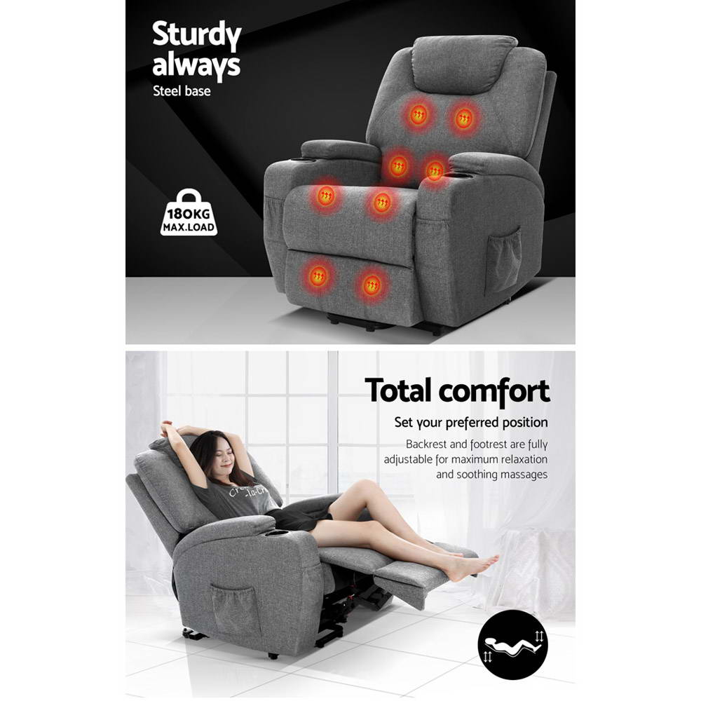 Electric Massage Chair Recliner Sofa Lift Motor Armchair Heating Fabric - image5