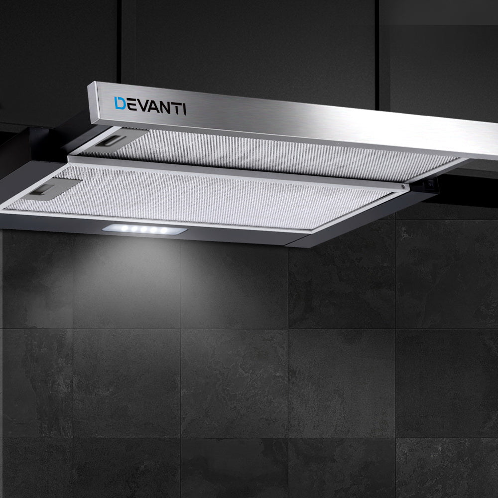 Rangehood Range Hood Stainless Steel Slide Out Kitchen Canopy 60cm 600mm Black - image7