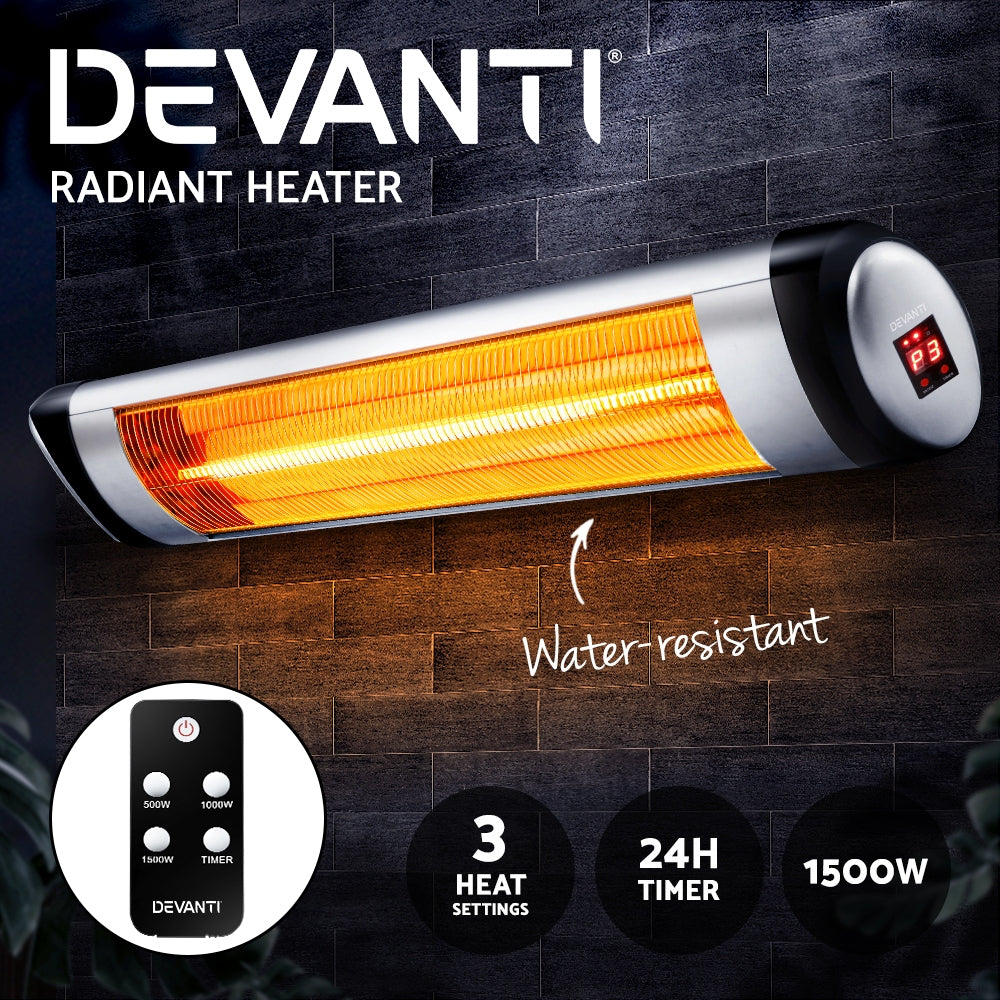 Electric Infrared Patio Heater Radiant Strip Indoor Outdoor Heaters Remote Control 1500W - image4