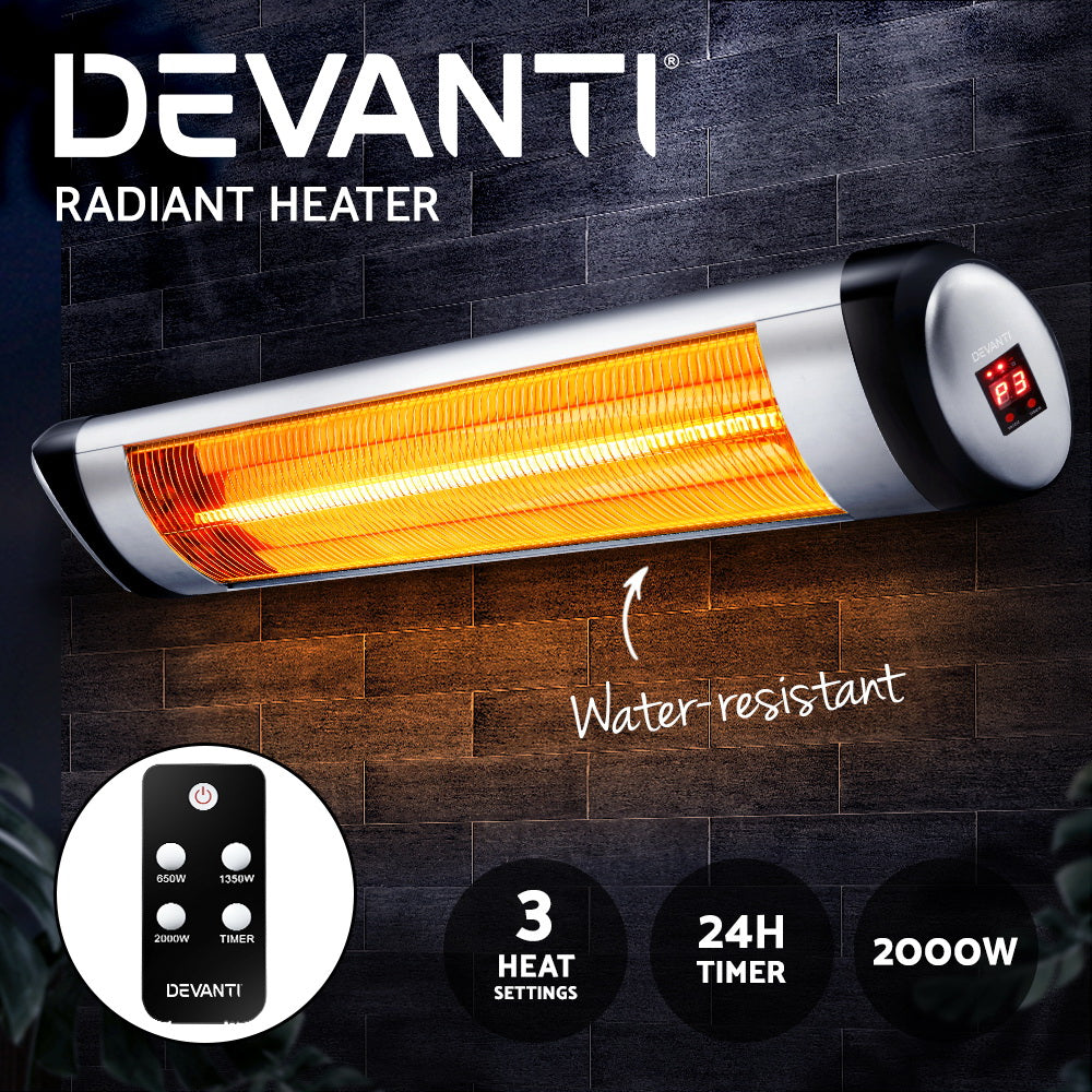 Electric Radiant Heater Patio Strip Heaters Infrared Indoor Outdoor Patio Remote Control 2000W - image4