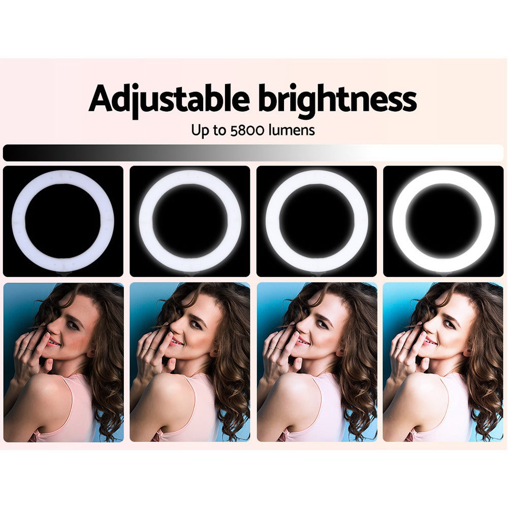 19" LED Ring Light 6500K 5800LM Dimmable Diva With Stand Make Up Studio Video - image5