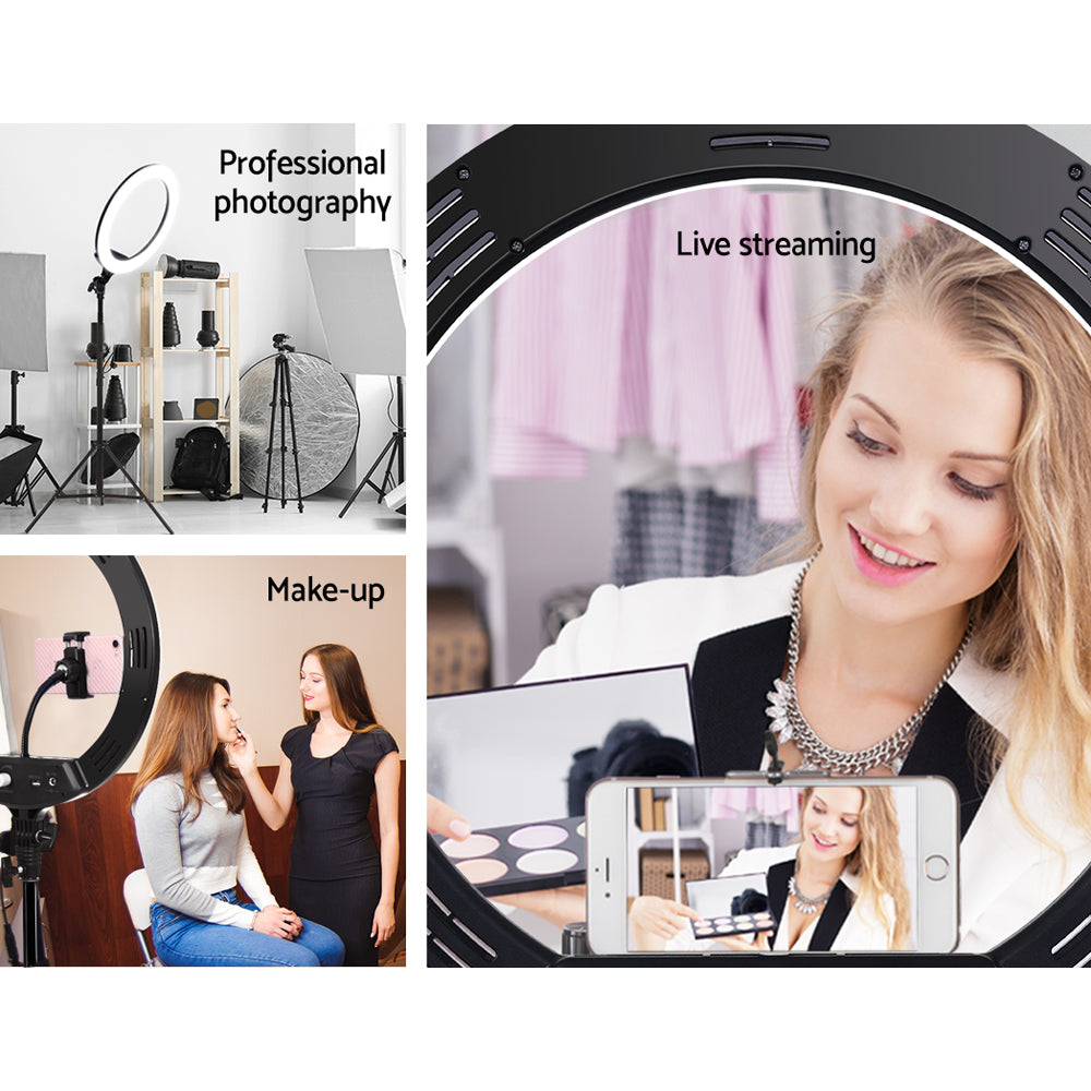 14" LED Ring Light 5600K 3000LM Dimmable Stand MakeUp Studio Video - image3