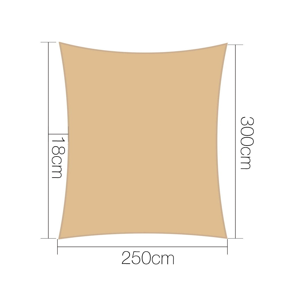 2.5x3m Shade Sail Sun Shadecloth 280gsm Sand - image2