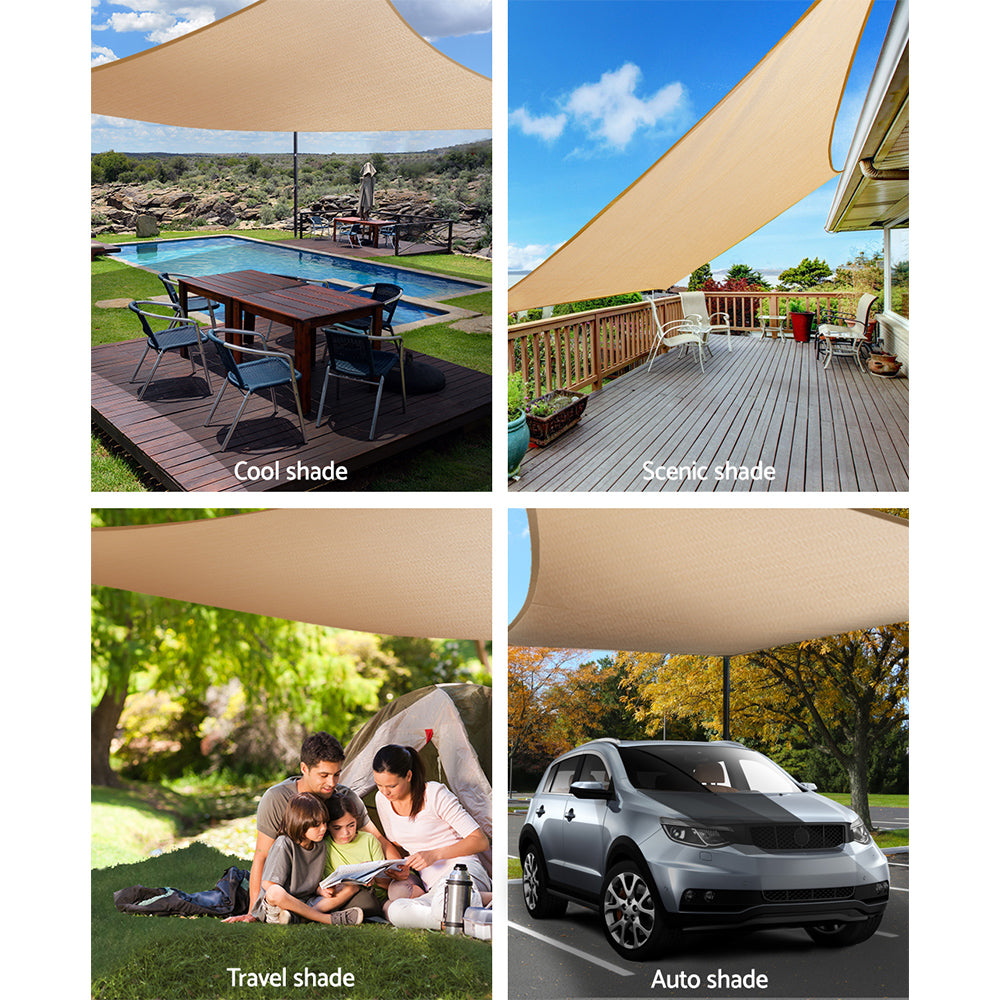 Instahut 3x4m Shade Sail Sun Shadecloth Canopy 280gsm Sand - image4