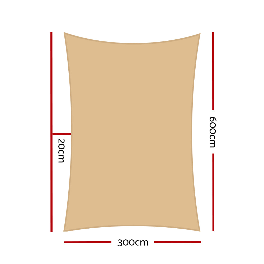 Sun Shade Sail Cloth Shadecloth Rectangle Canopy Sand 280gsm 3x6m - image2