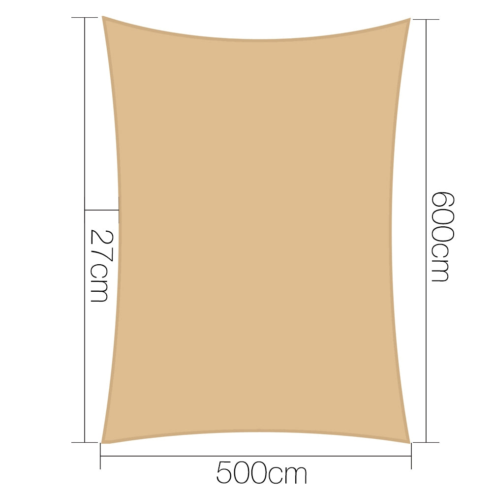 5x6m Shade Sail Sun Shadecloth Canopy 280gsm Sand - image2